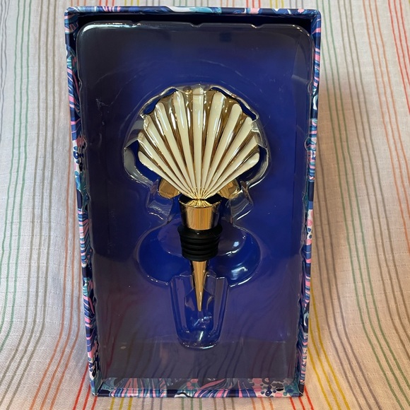 Lilly Pulitzer Gold Wine Stopper Shell Scale Up NWT - Picture 5 of 8